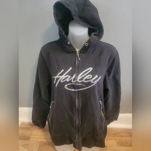 Harley Davidson Black Hoodie with Silver Logo